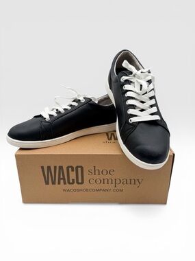 Revitalign Empire Orthotic Leather Lace Up Comfort Sneakers Black 12 Wide NEW